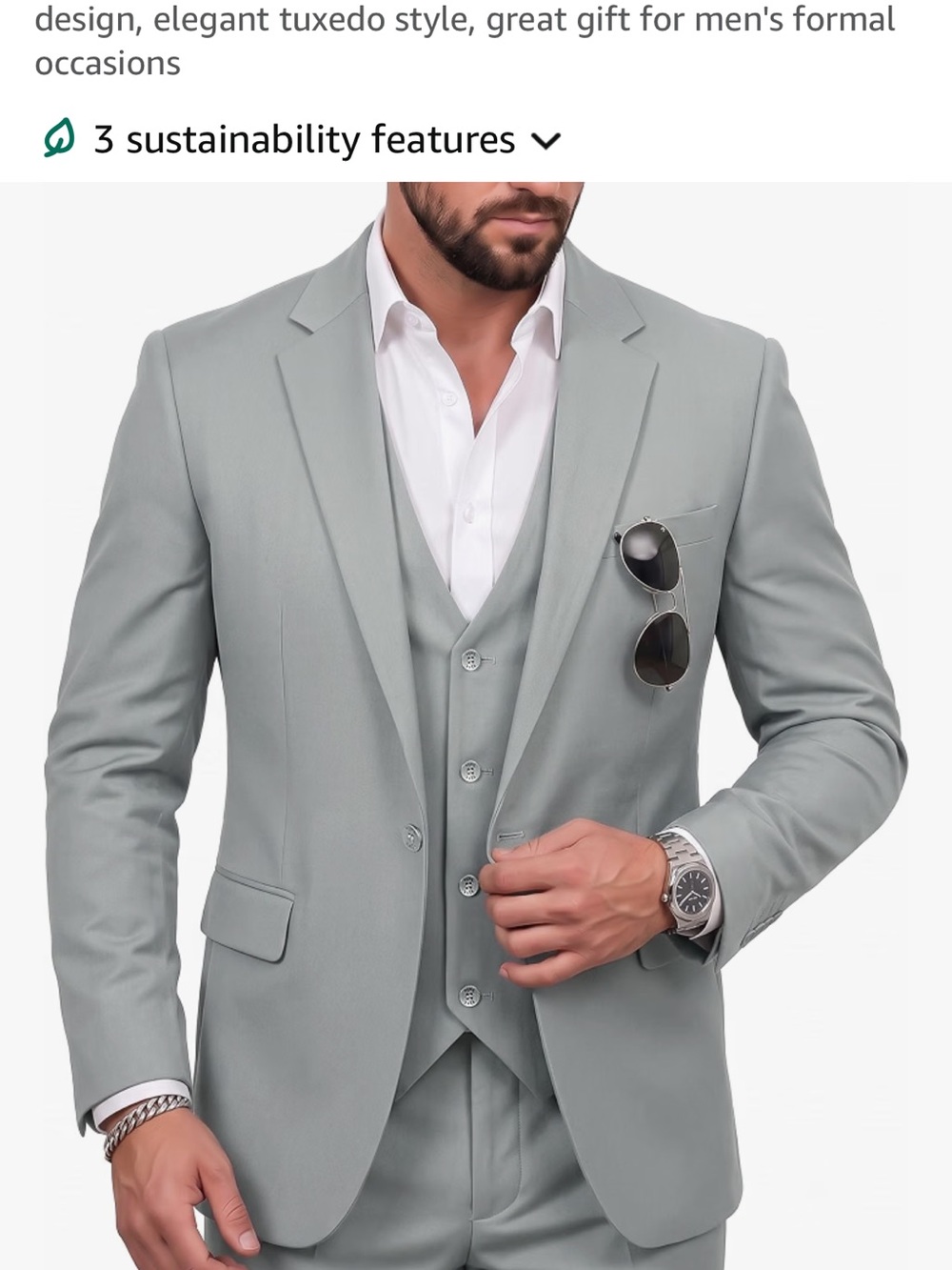 Slim-Fit Light Gray Three-Piece Suit - Modern Tailored Look